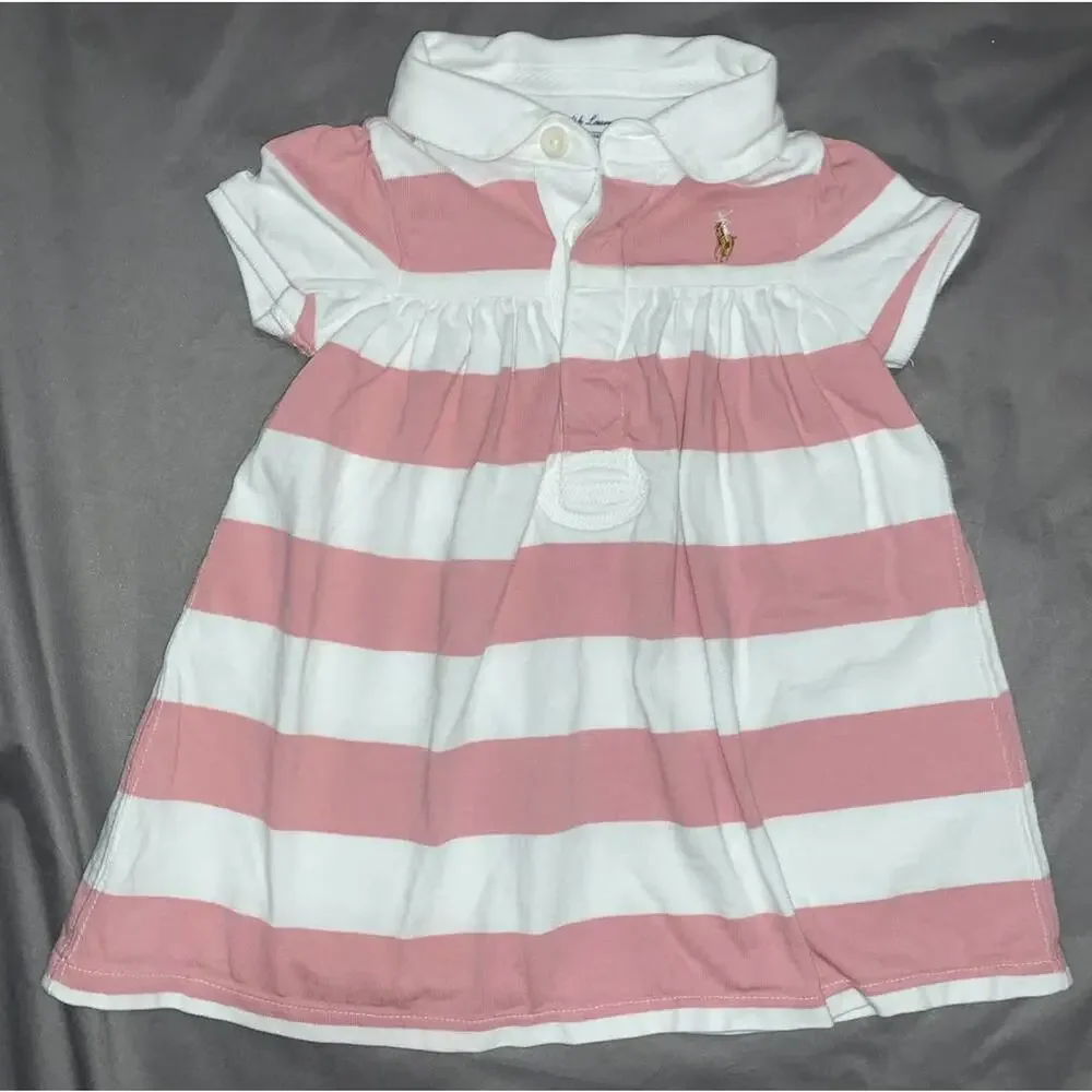 (3-6 months)Ralph Lauren Baby Girl Dress and Polo Bodysuit